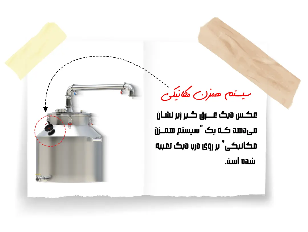 Distillation photo 9 عکس سیستم همزن مکانیکی دیگ عرقگیری