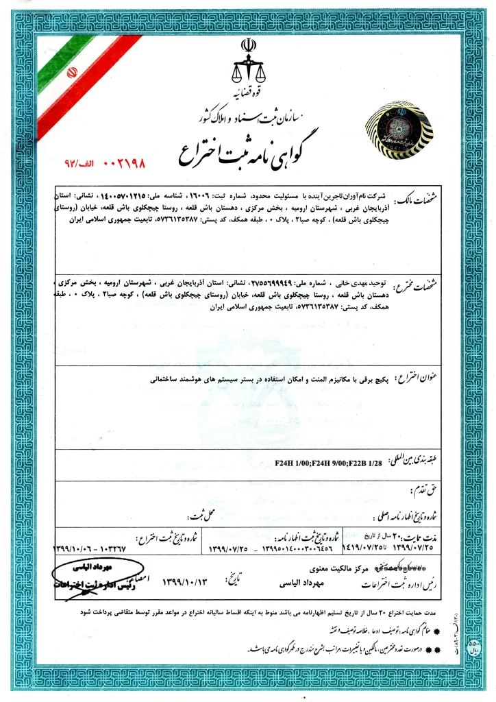 ثبت اختراع پکیج دیواری
